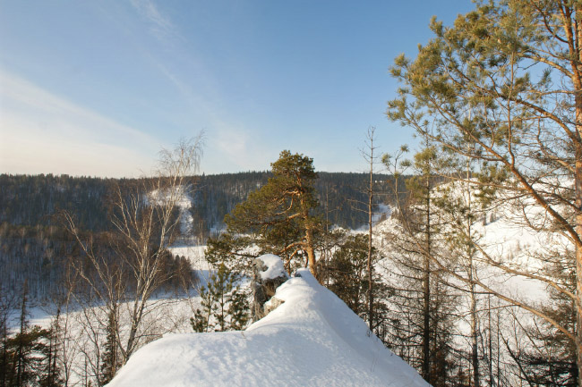 Симский пруд зимой - Вершина горы Жукова шишка